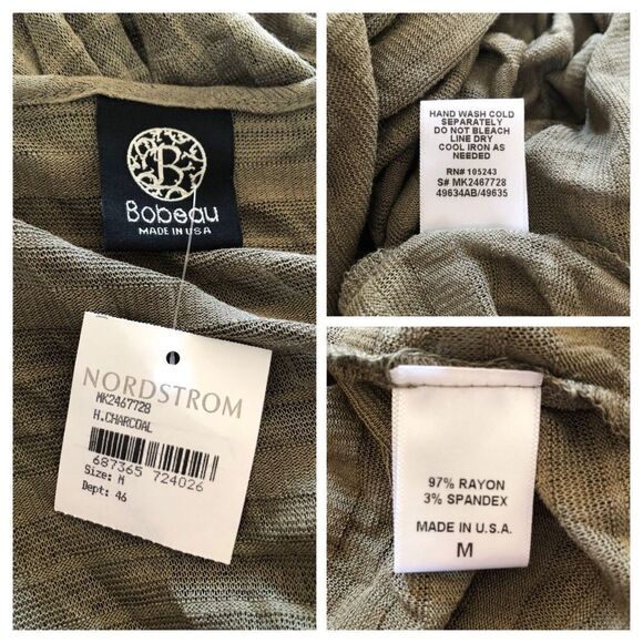 Bobeau Shadow Stripe Faux Wrap Top Size Medium - Picture 8 of 8